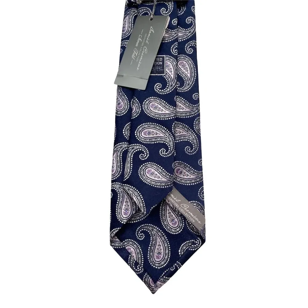Daniel Cremieux Nwt Blue Paisley Silk Seven 7 Fold Handmade in Italy Neck Tie